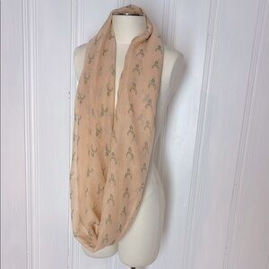Cream Infinity Scarf with Subtle Pattern